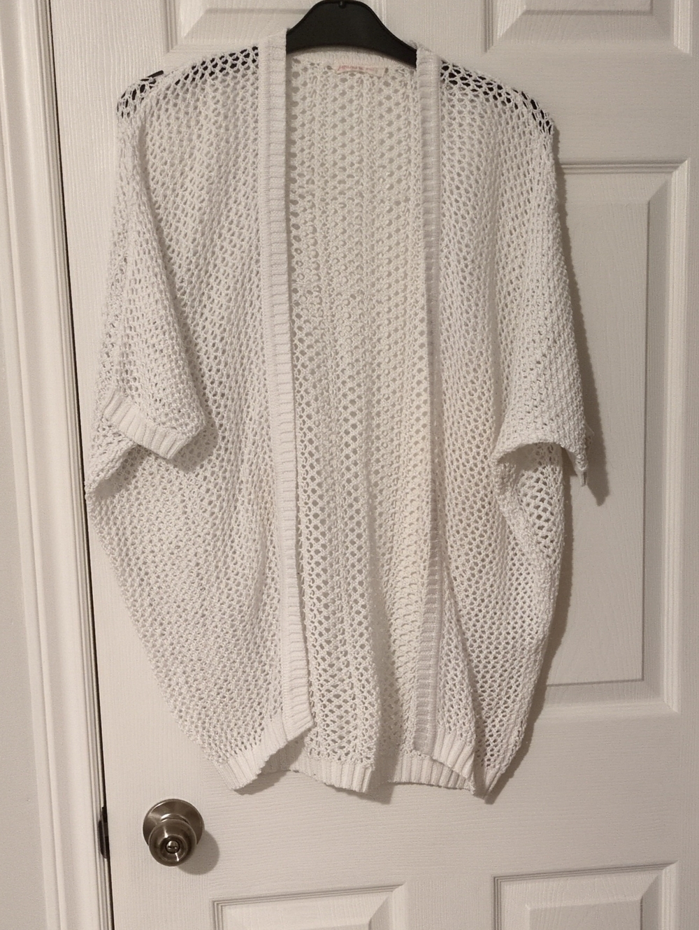 Women’s Open-Front White Knit Cardigan Sweater